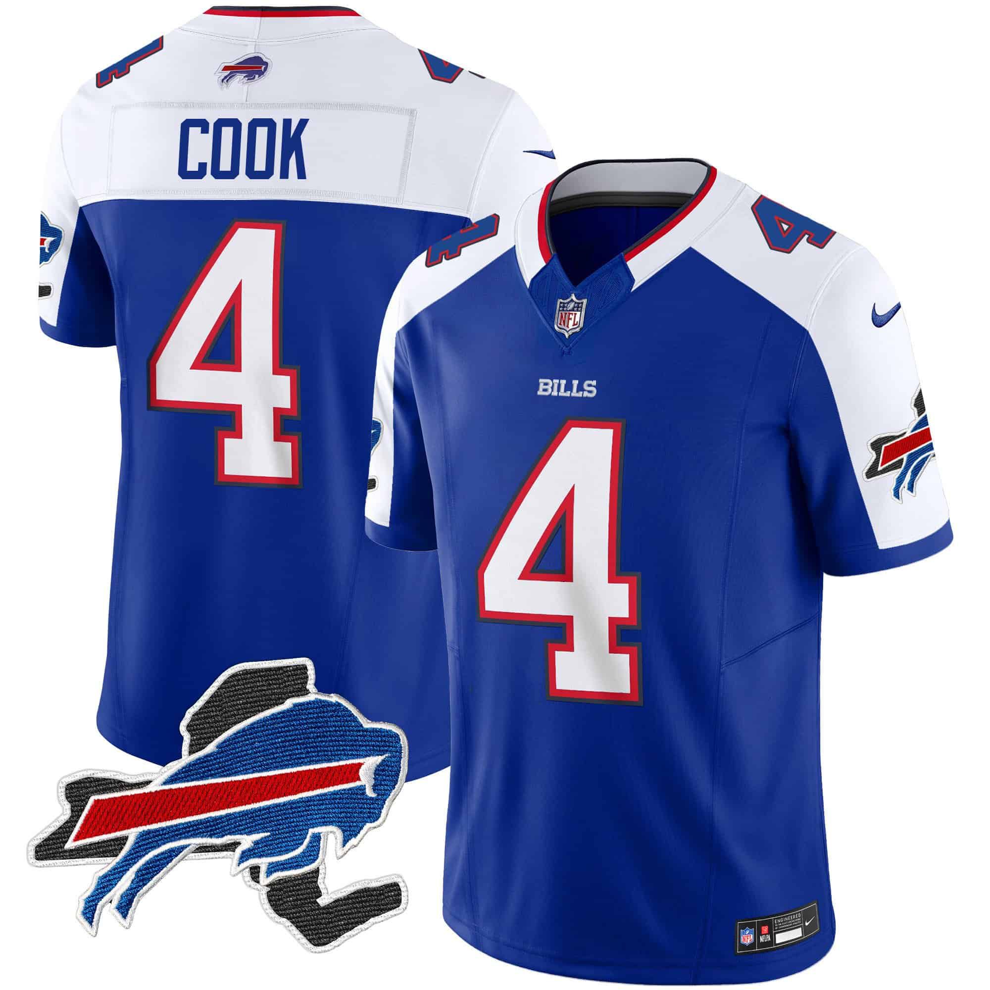 Men Buffalo Bills #4 Cook Blue 2024 Nike Patch Vapor Limited NFL Jersey